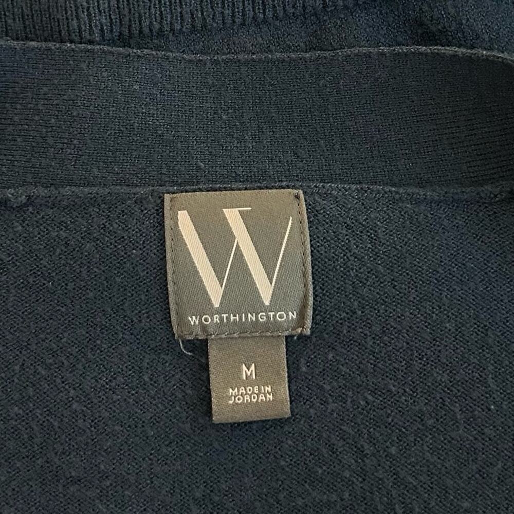 Worthington Teal Blue Grandpa Style Button-Up Long Sleeve Long Cardigan. Size M. - Picture 5 of 6
